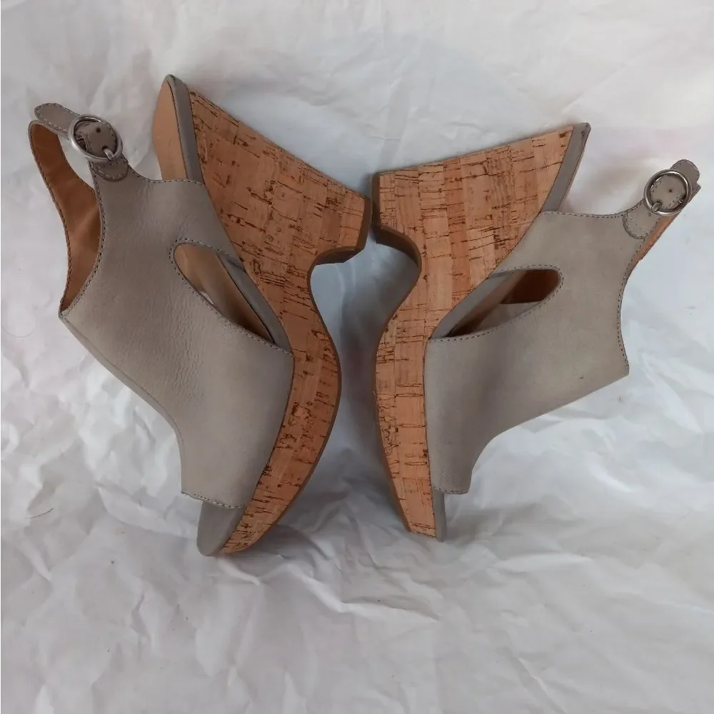 Franco Sarto Cork Taupe Wedge Sandals Size 7